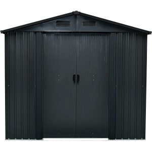 Floraworld Metall-Gerätehaus in Anthrazit, 3,66 m², mit Doppeltür. Ideal zur Aufbewahrung im Garten.