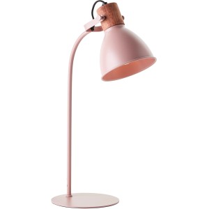 Hellrosa Tischleuchte Erena (52 cm) von Brilliant, Design-Tischlampe mit Holzdetails.