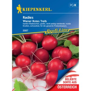 Kiepenkerl Radieschen Wiener Rotes Treib Saatgut mit roten, runden Knollen.