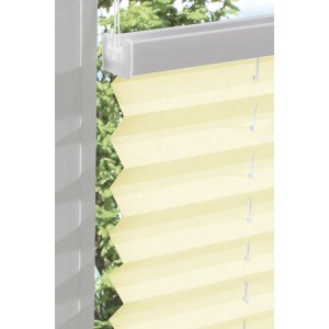 Gelbes OBI Plissee Arona, 60x130 cm, verspannt, für Fenster, Licht- und Sichtschutz.