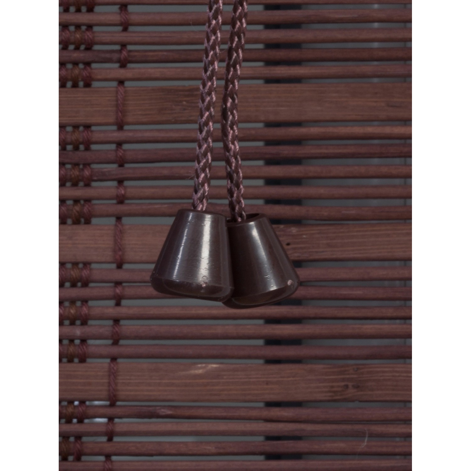 OBI Bambus-Raffrollo Mataro Teak, 120x160cm, Detailansicht der Zugschnüre.