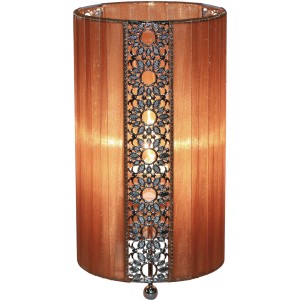 Näve Tischleuchte Dandy Cappuccino: Stofflampe mit floralem Muster, E27 Fassung.