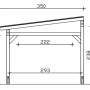 Technische Zeichnung der Skan Holz Terrassenüberdachung Sanremo, Maße in cm.