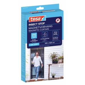 tesa® Insect Stop Magnetvorhang Tür, anthrazit, Insektenschutz für Balkontür.