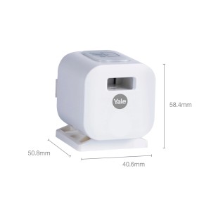 Weißes Yale Möbelschloss Smart Cabinet Lock mit Bluetooth, elektronisch und kabellos.