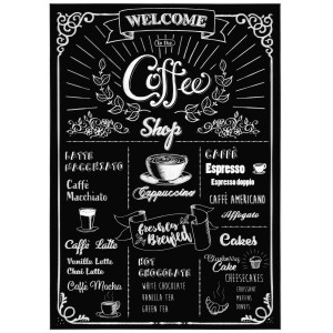 Komar Wandsticker Coffeeshop mit Kaffeehaus-Motiven, 70x50cm. Wanddekoration für Küche und Café.
