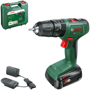 Bosch EasyImpact 18V-40 Akku-Schlagbohrschrauber mit Akku, Ladegerät und Koffer.