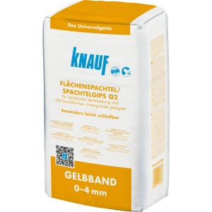 Knauf Gelbband Flächenspachtel 25 kg Sack, Spachtelgips für glatte Wände und Decken.