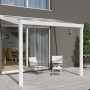 Weiße Terrassenüberdachung Professional 300x200 cm mit klarer Polycarbonat-Platte.