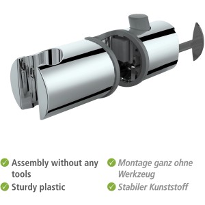 Wenko Brausegleiter Libertà Chrom, verstellbare Duschkopfhalterung für Duschstange.