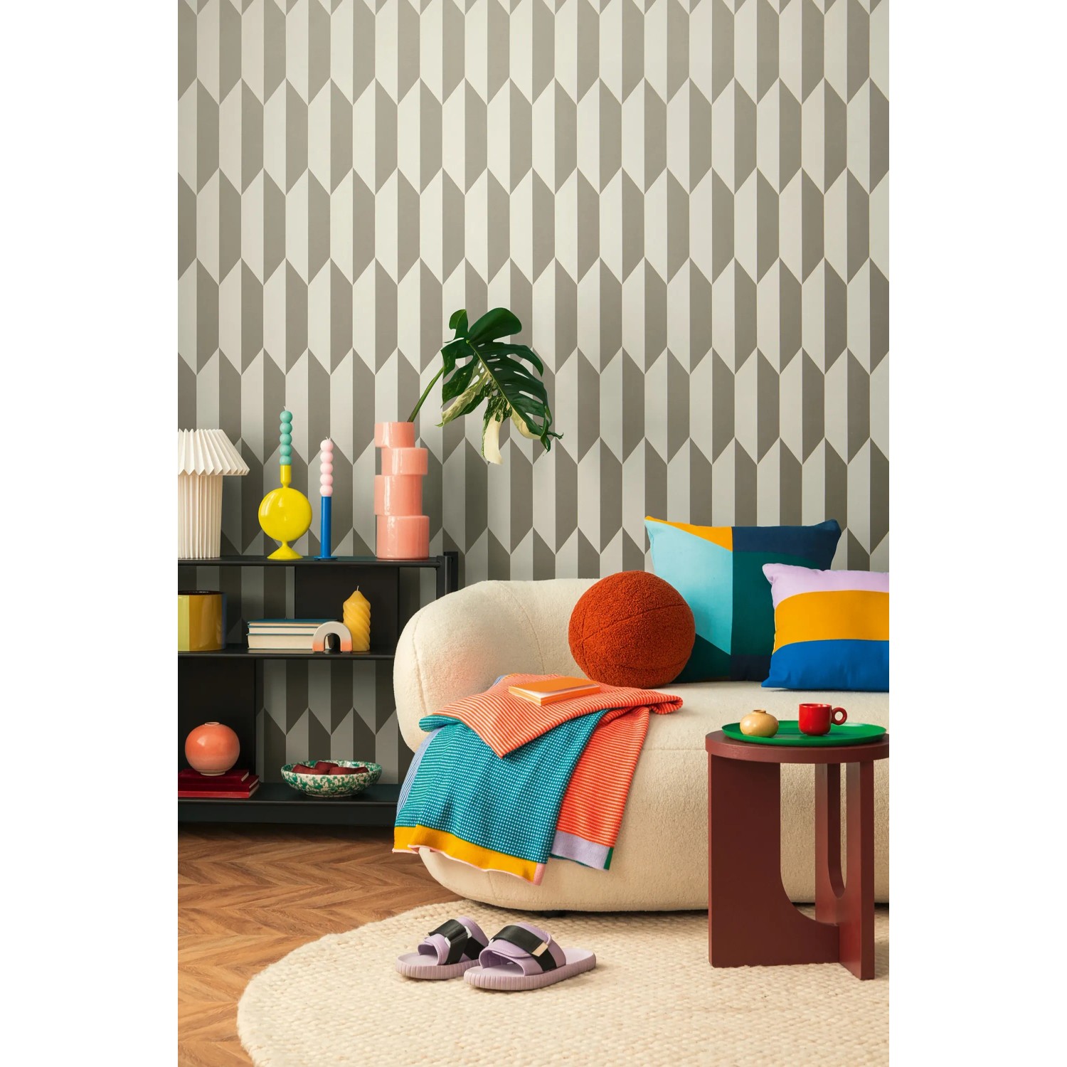 AS Creation Vliestapete Grafik 3D-Effekt Silber im Raum, geometrisches Muster.