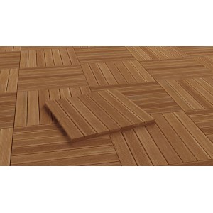 Bangkirai Holzfliesen, 50x50 cm, geriffelte Oberfläche für Terrasse und Balkon.