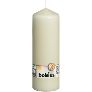Elfenbeinfarbene Stumpenkerze (200/68) von Bolsius, eine klassische Kerze für den Innenbereich.