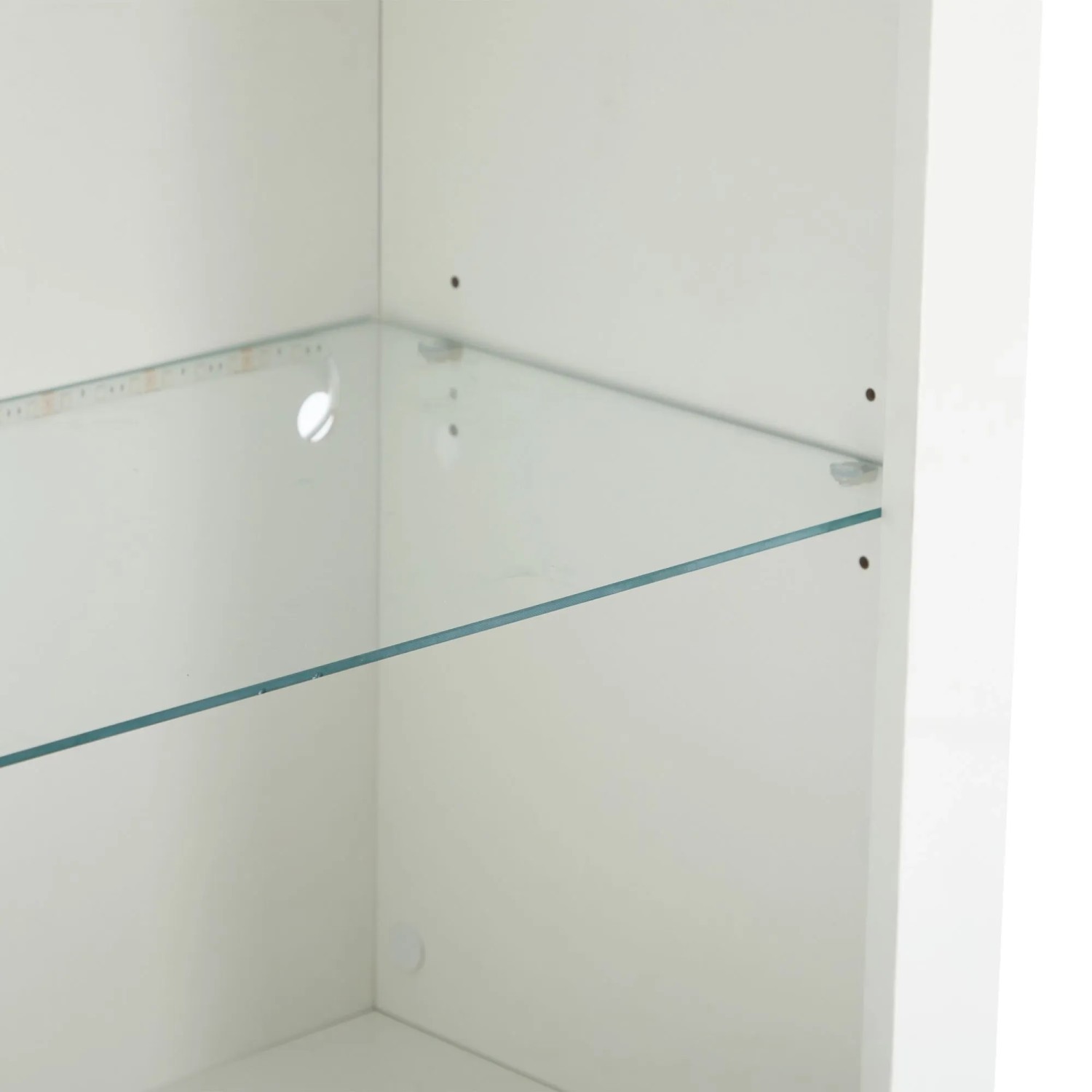 okwish Sideboard mit LED Beleuchtung Glasböden Aufbewahrungsschrank 100x35x170cm Weiß_10