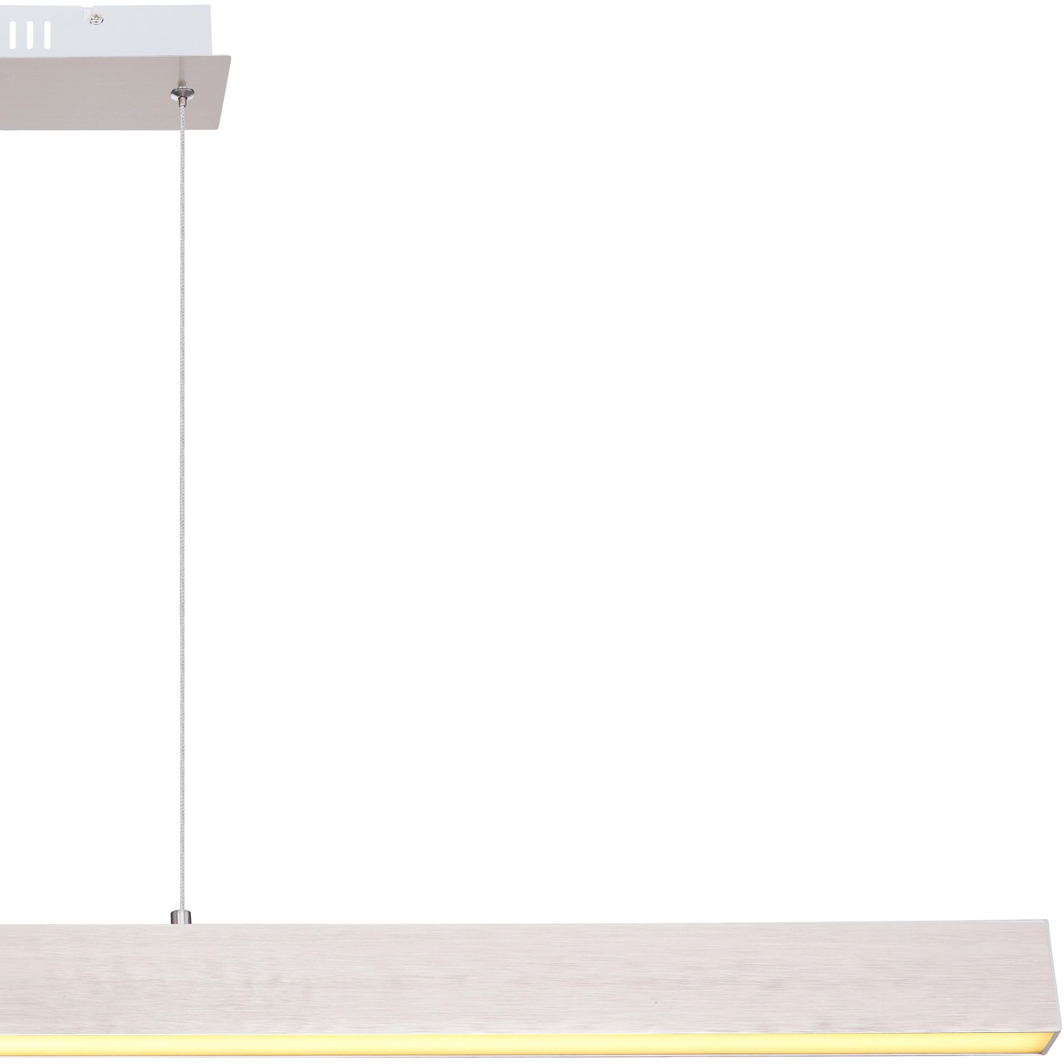 Moderne LED-Pendelleuchte Verena in Nickel matt, dimmbar und mit Memoryfunktion.