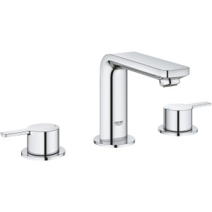 Grohe Lineare 3-Loch Waschtischarmatur in Chrom mit zwei Griffen.