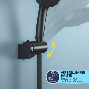 Grohe Vitalio Universal Wandhalterung in Schwarz für Duschbrause, verstellbar.