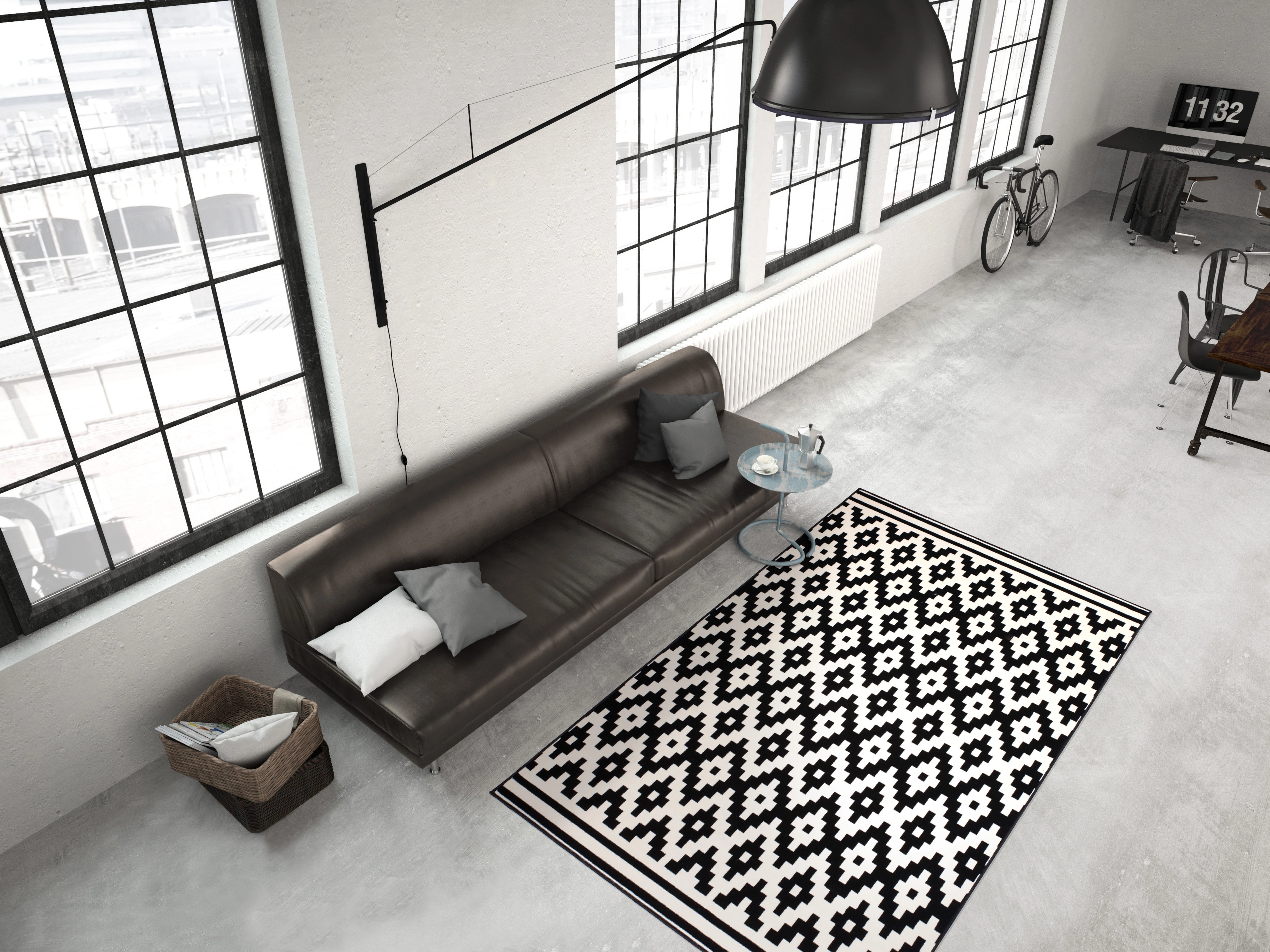 Moderne Einfache Decke Schwarz und Weiß Houndstooth Decor Sofa