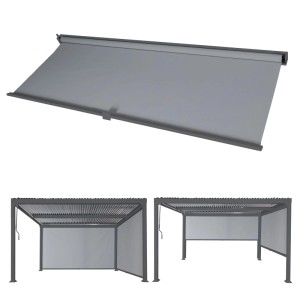Anthrazitfarbene Seitenwand für Pergola L41, 3x3,7m als Wind- und Sichtschutz.
