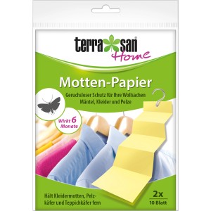 Terrasan Home Motten-Papier, 2x10 Blatt. Geruchloser Schutz für Kleidung vor Motten.