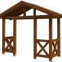 Skan Holz Vordach Stralsund 5, Nussbaum lasiert, 360x139 cm, aus Konstruktionsvollholz.