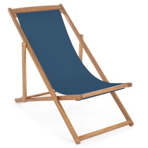 Blauer Relaxliegestuhl Noemi aus Akazienholz, 88x60x106 cm, für Garten und Balkon.