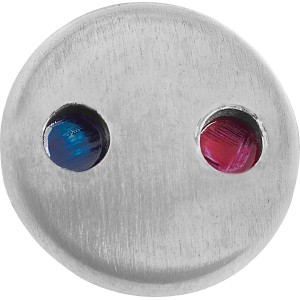 Indexpunkt Edelstahloptik für Gallinas Waschtischarmatur mit rot/blauer Markierung.