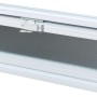 Weißes Lüftungsfenster für Glasbausteine (579x189mm) mit Doppelverglasung und Insektenschutz.