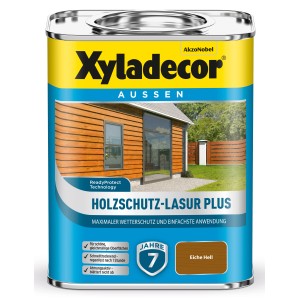 Xyladecor Holzschutzlasur Plus, Eiche hell, 0,75 l Dose. Holzlasur für Aussen.