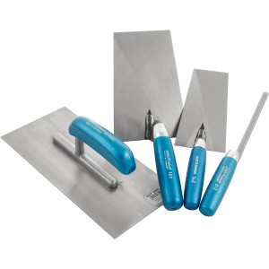 Jung Product Maurerkellenset, 4-teilig: Maurerkelle, Putzkelle, Fugenkelle und Glättekelle.
