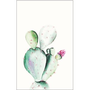 Komar Wandbild „Prickly Pear“ (50x70 cm): Illustration eines Kaktus mit Blüte.