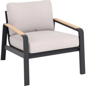 Lounge-Set Branford 4-teilig Alu-Stahl Holz Anthrazit-Beige
