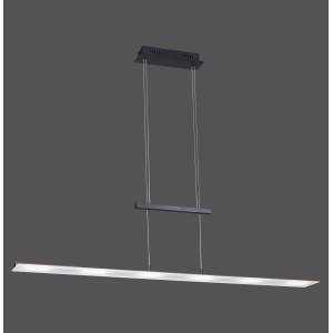 Moderne, anthrazitfarbene LED-Pendelleuchte Nele, 130x12 cm, dimmbar.