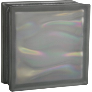 BM Glasstein Aqua Perlmutt Anthrazit 2-Seitig Satiniert 19 cm x 19 cm x 8 cm