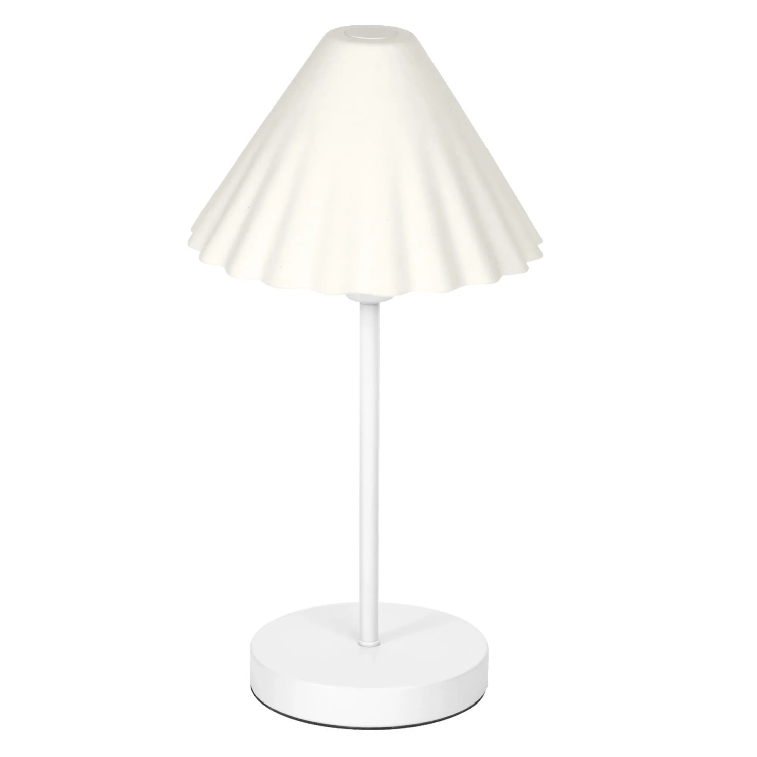 Weiße, dimmbare Ledvance Tischleuchte Decor Pulp, 41,5 cm hoch, für E14/E27 Leuchtmittel.