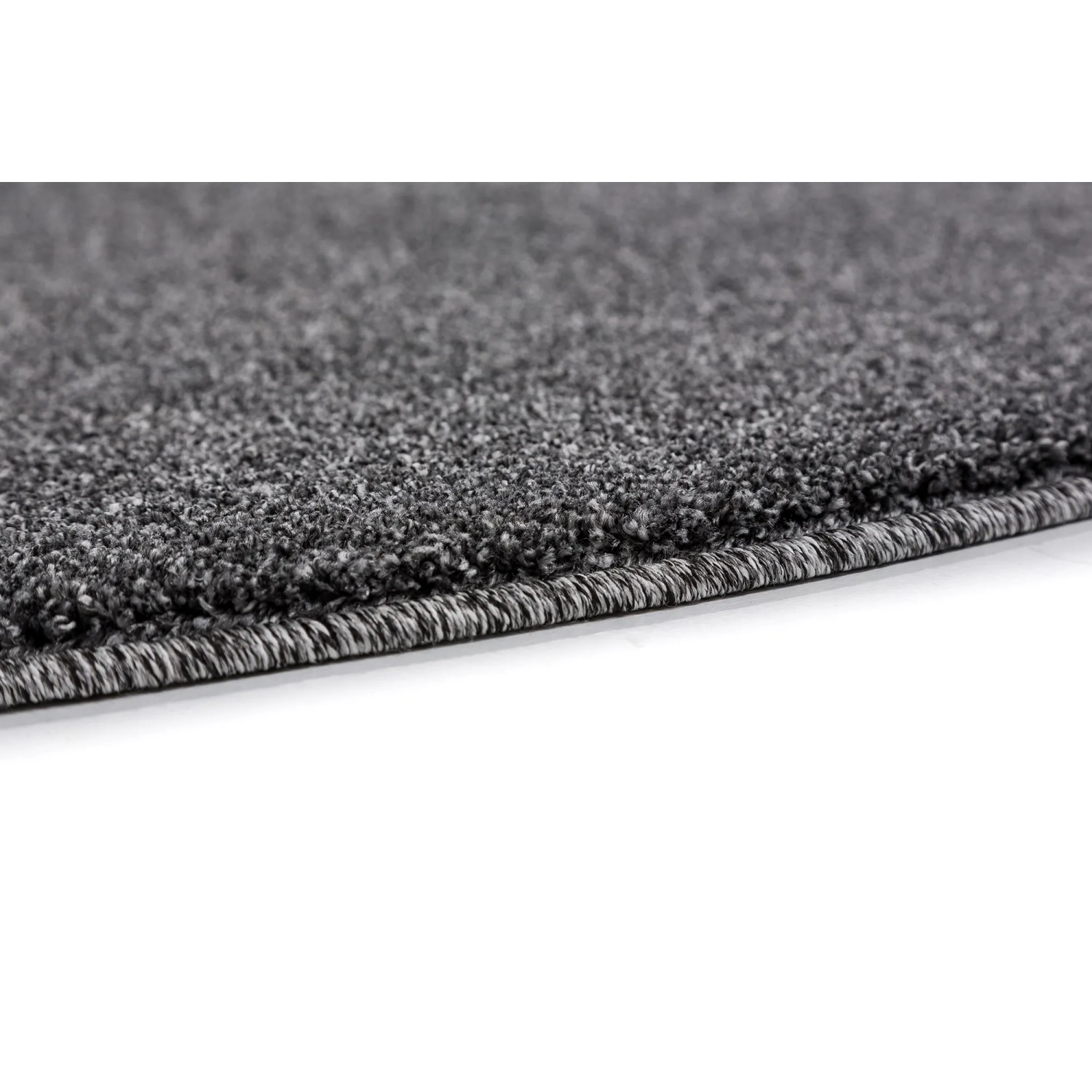 Detailansicht: Schöner Wohnen Teppich Pure, Ø 160 cm, Anthrazit. Moderner, runder Teppich mit feinem Glanz.