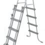 Graue Sicherheitsleiter für Chemoform Stahlwandpool Set Steely Supreme, 132 cm hoch.