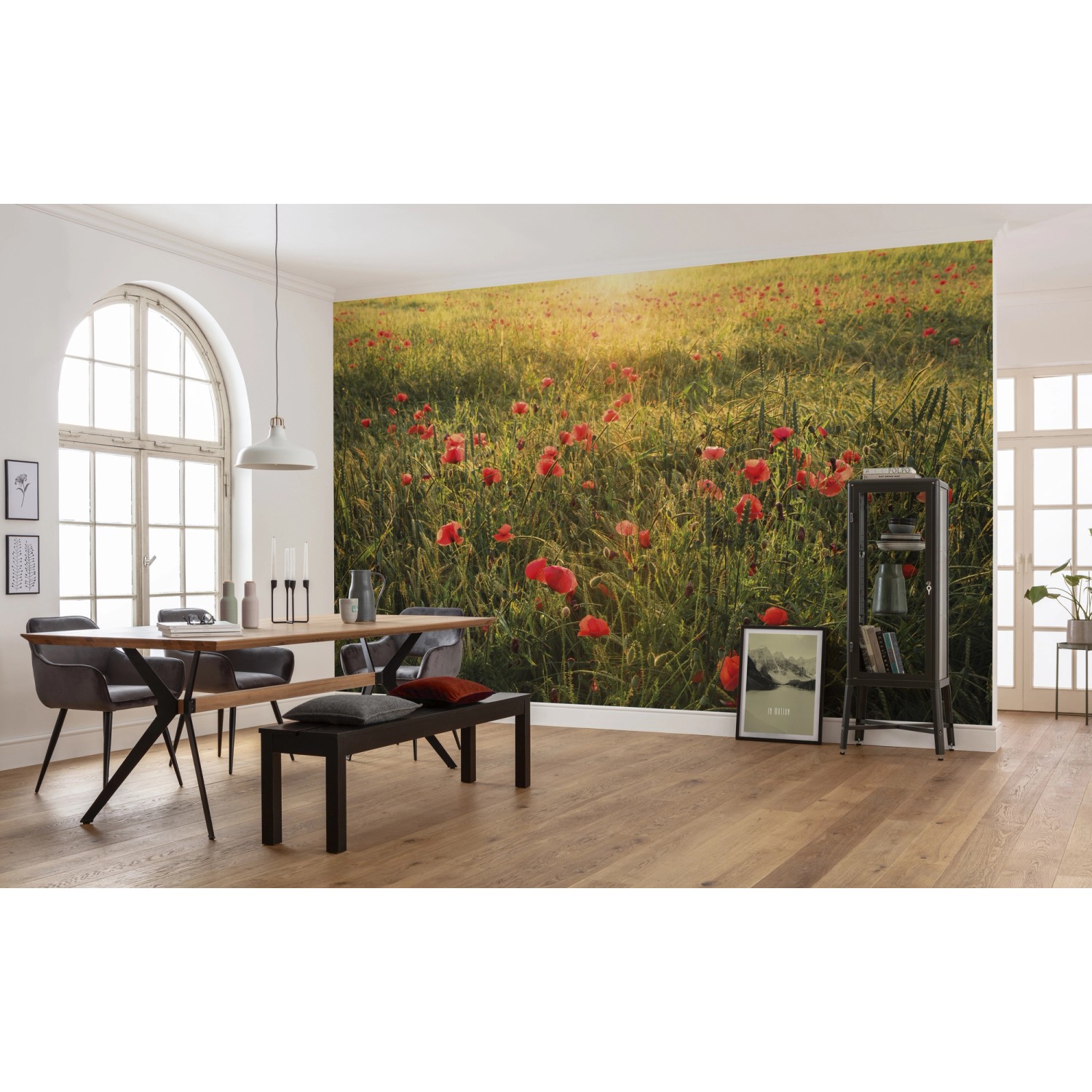 Vlies Fototapete Poppy World mit Mohnblumen-Motiv im Wohnraum, 450x280 cm