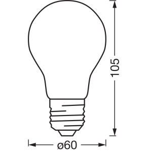 Osram Matter Leuchtmittel E27 Glühlampenform A53 Dimmbar 6W 680 lm 10,5 x 6 cm