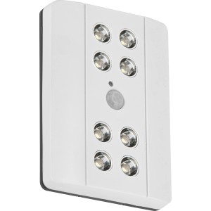 Weiße Briloner LED-Unterbauleuchte Lero mit Bewegungsmelder und 8 LEDs.