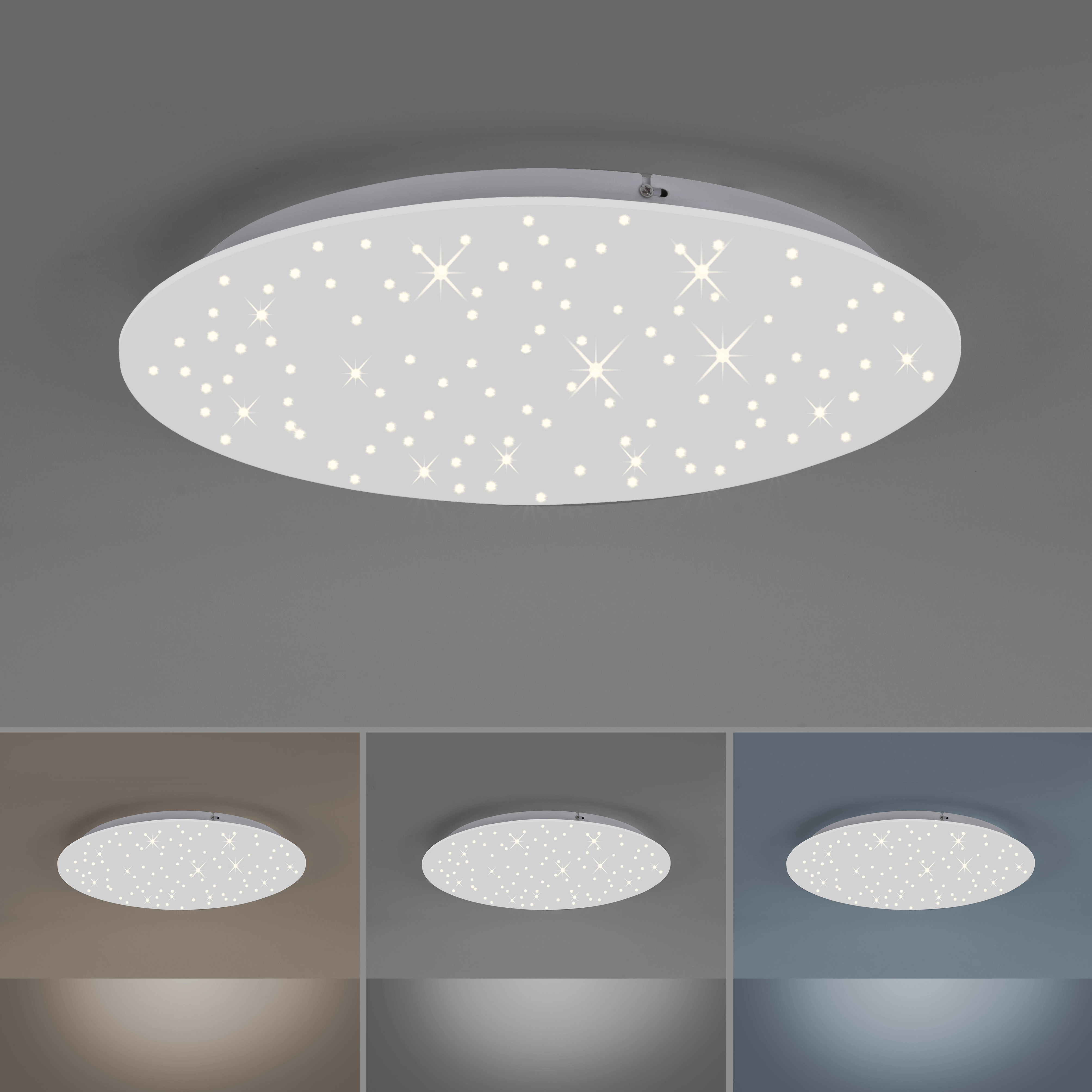 LED-Deckenleuchte, Sternenhimmel, Lichtfarbsteuerung, Ø 40cm, modern