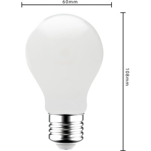 LED-Filament Leuchtmittel E27, A60, 7W, 806 Lumen, 6x10,8cm, warmweißes Licht.