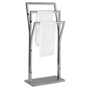 Freistehender MSV Handtuchhalter Pili aus Stahl, verchromt, mit 3 Stangen. Praktisch und stilvoll.