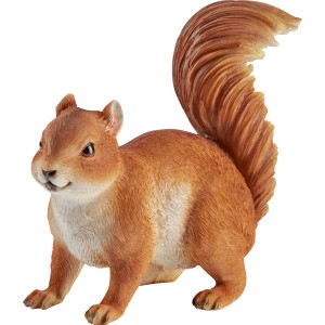 Hellbraune Deko-Figur Eichhörnchen aus Polyresin für Garten und Haus.