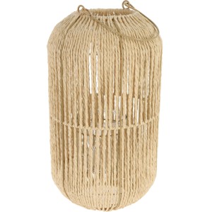 Naturfarbene Laterne mit Griff, Ø 21 cm x 26 cm, aus Seil und Metall für gemütliche Beleuchtung.