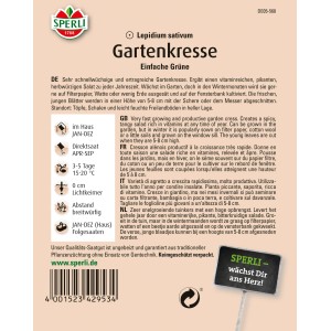 Samenpackung Sperli Gartenkresse Einfache Grüne, schnellwachsend und ertragreich.