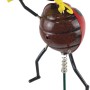 Deko-Gartenstecker Marienkäfer mit gelbem Schirm, 55 cm hoch, für Beet, Balkon und Terrasse.
