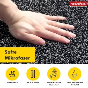Floordirekt Badematte Nasa Waschbar Verstärkte Kanten Anthrazit 120 x 180 cm