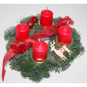 Adventskranz mit 4 Kerze Ø 25 cm Rot