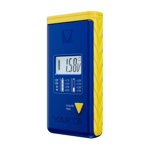 Varta Batterietester mit LCD-Display zur Prüfung von Batterien verschiedener Größen.